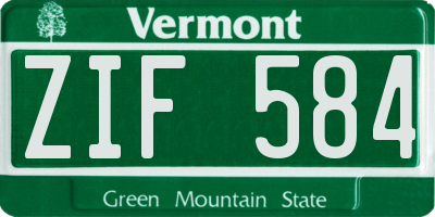 VT license plate ZIF584