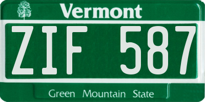 VT license plate ZIF587