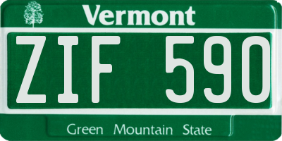 VT license plate ZIF590