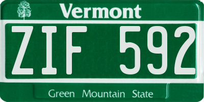 VT license plate ZIF592