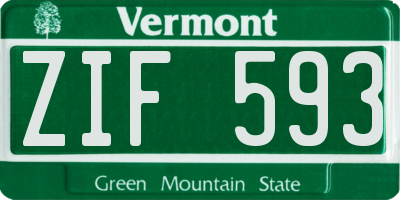 VT license plate ZIF593