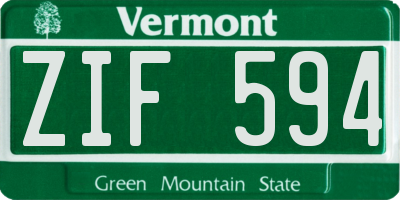 VT license plate ZIF594