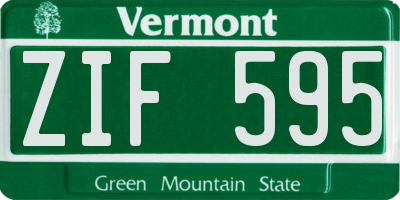 VT license plate ZIF595