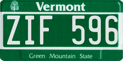 VT license plate ZIF596