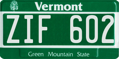 VT license plate ZIF602