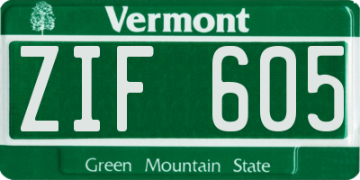 VT license plate ZIF605