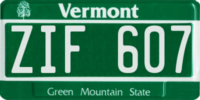 VT license plate ZIF607