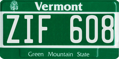 VT license plate ZIF608