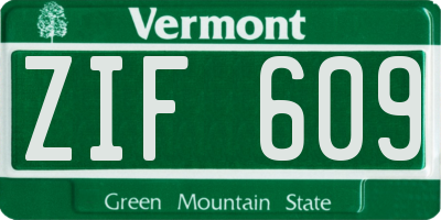 VT license plate ZIF609