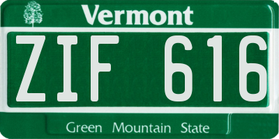 VT license plate ZIF616