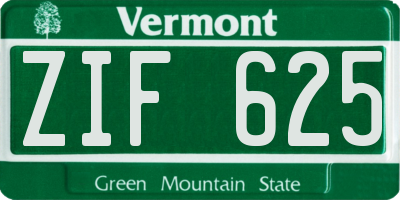 VT license plate ZIF625