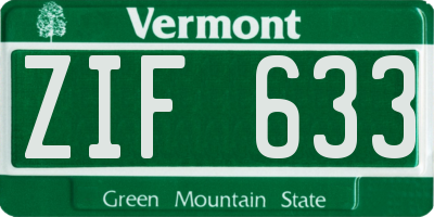 VT license plate ZIF633