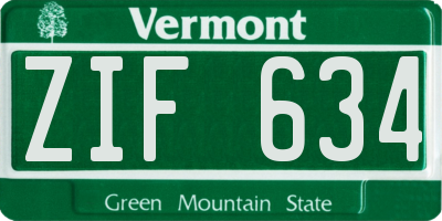 VT license plate ZIF634