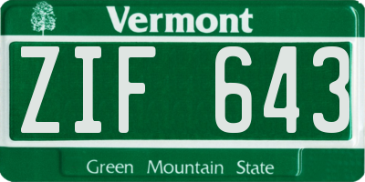 VT license plate ZIF643