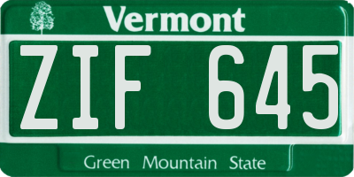 VT license plate ZIF645