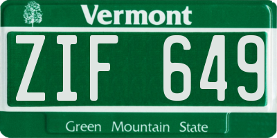 VT license plate ZIF649