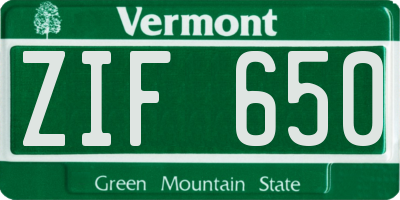 VT license plate ZIF650
