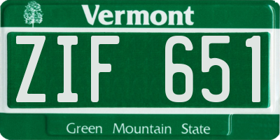 VT license plate ZIF651