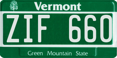 VT license plate ZIF660