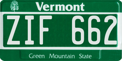 VT license plate ZIF662