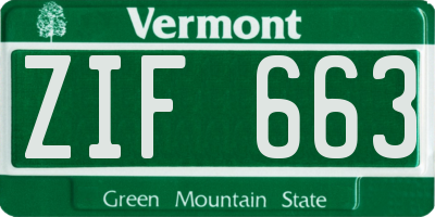 VT license plate ZIF663