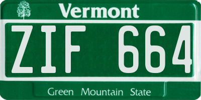 VT license plate ZIF664