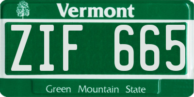 VT license plate ZIF665