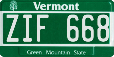 VT license plate ZIF668