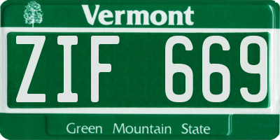 VT license plate ZIF669