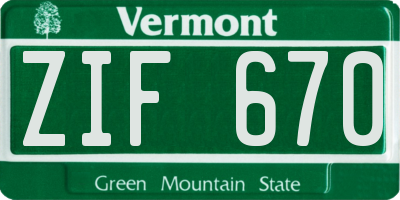 VT license plate ZIF670