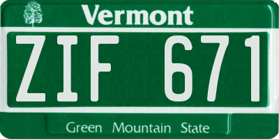 VT license plate ZIF671