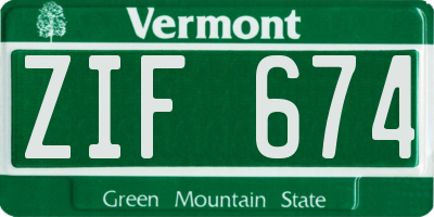VT license plate ZIF674