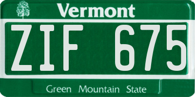VT license plate ZIF675