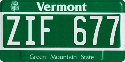VT license plate ZIF677