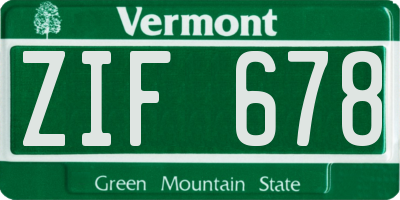 VT license plate ZIF678