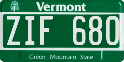 VT license plate ZIF680