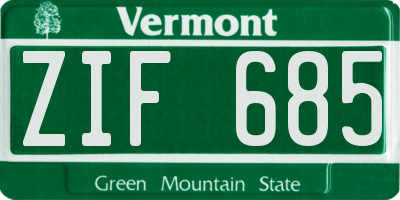 VT license plate ZIF685