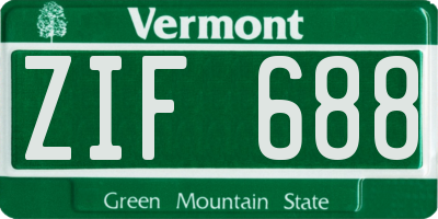 VT license plate ZIF688