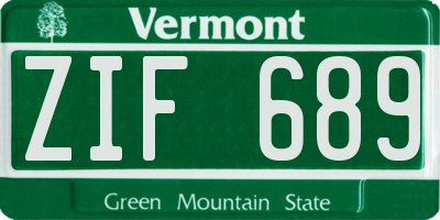 VT license plate ZIF689