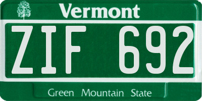 VT license plate ZIF692