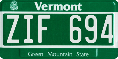 VT license plate ZIF694