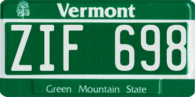 VT license plate ZIF698