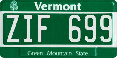VT license plate ZIF699
