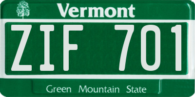 VT license plate ZIF701
