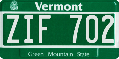 VT license plate ZIF702
