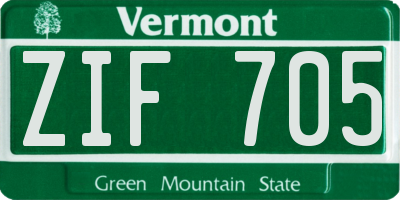 VT license plate ZIF705