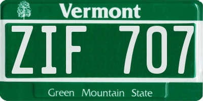 VT license plate ZIF707