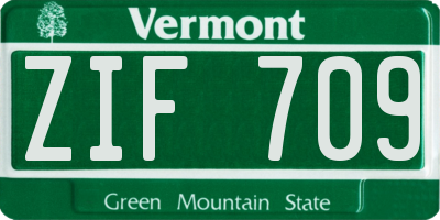 VT license plate ZIF709