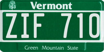 VT license plate ZIF710