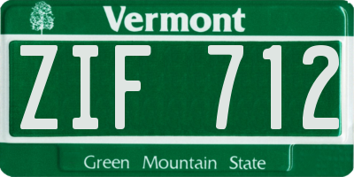 VT license plate ZIF712